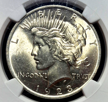1923 NGC Exceptional MS63 90% Silver Peace Dollar Rare Yellow Scale = (⭐ Label )