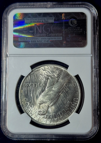 1923 NGC Exceptional MS63 90% Silver Peace Dollar Rare Yellow Scale = (⭐ Label )