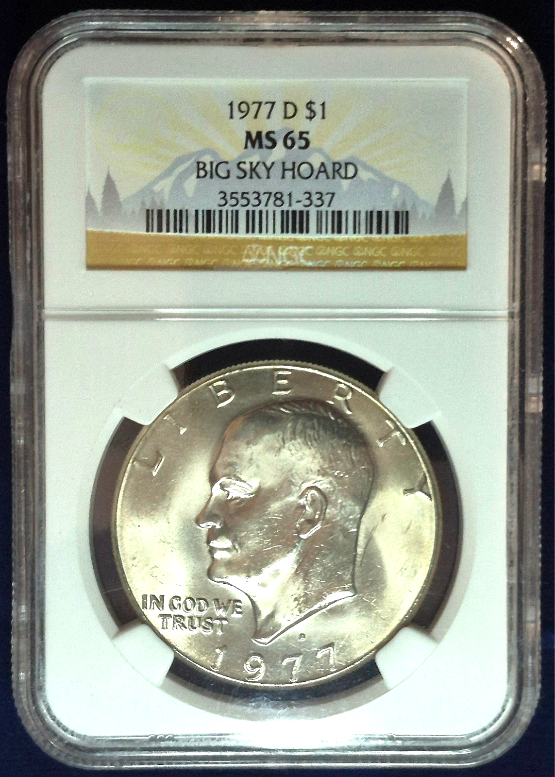 1977 D NGC MS65 - Clad Eisenhower IKE Dollar $1 US Coin - Famous BIG SKY HOARD
