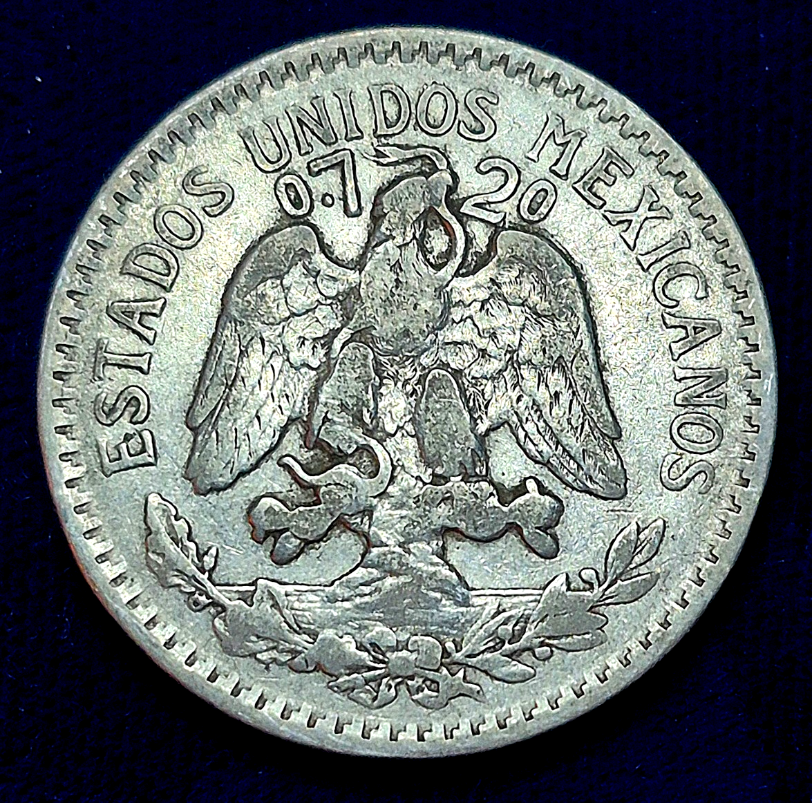 Mexico 50 Centavos 1920 .720 Silver Coin XF Features KM#447