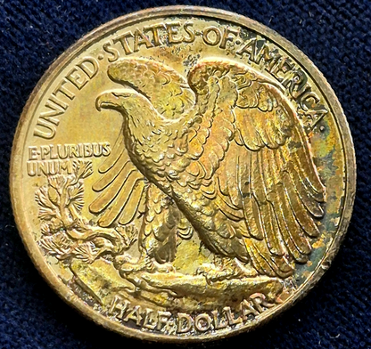 1940 Walking Liberty Half Dollar 90% Silver Crisp MS+ Features Iridescent Toning