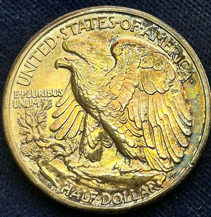 1940 Walking Liberty Half Dollar 90% Silver Crisp MS+ Features Iridescent Toning