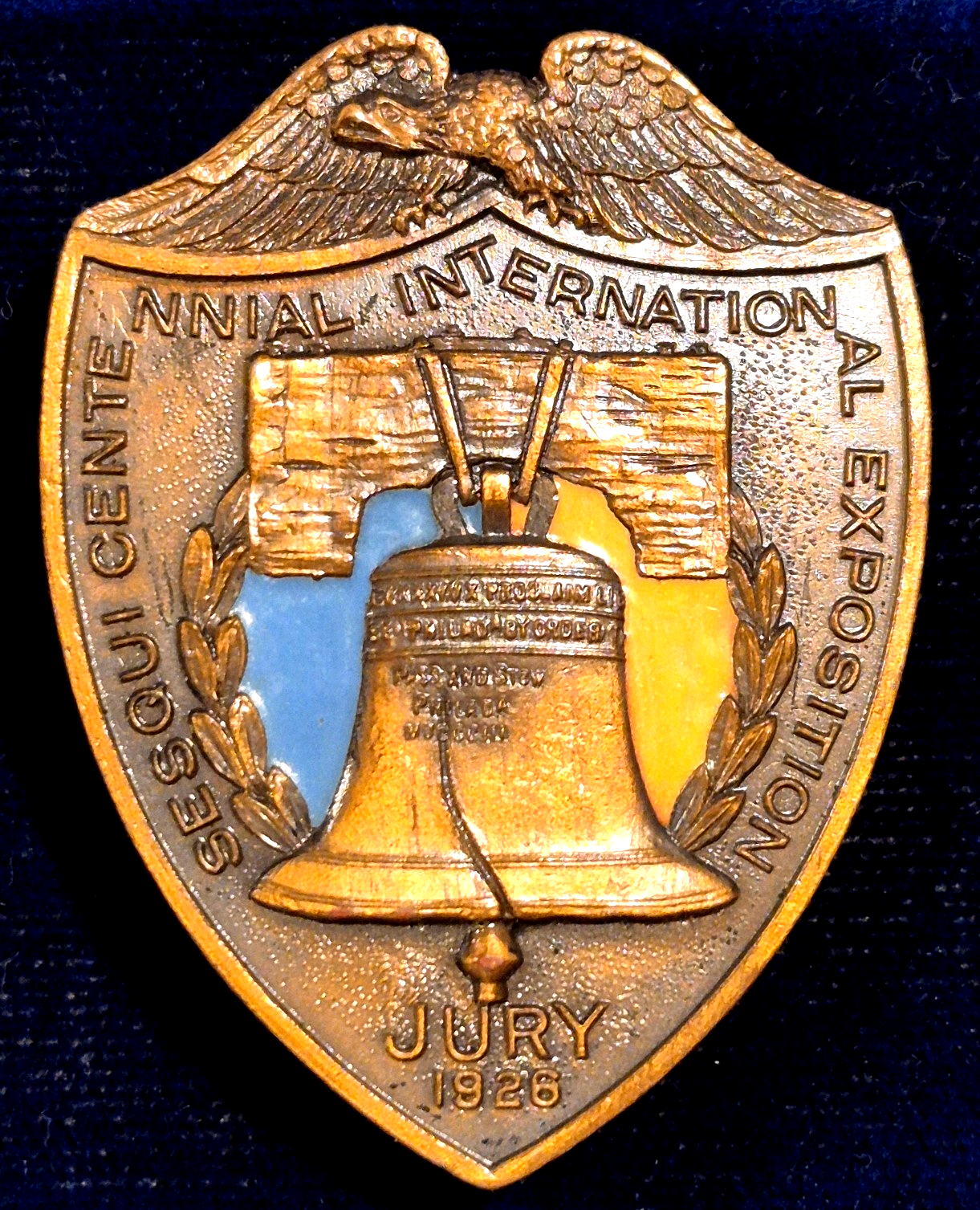 RARE 1926 Philadelphia Sesqui-Centennial JUROR'S Enamel Liberty Bell Lapel Pin