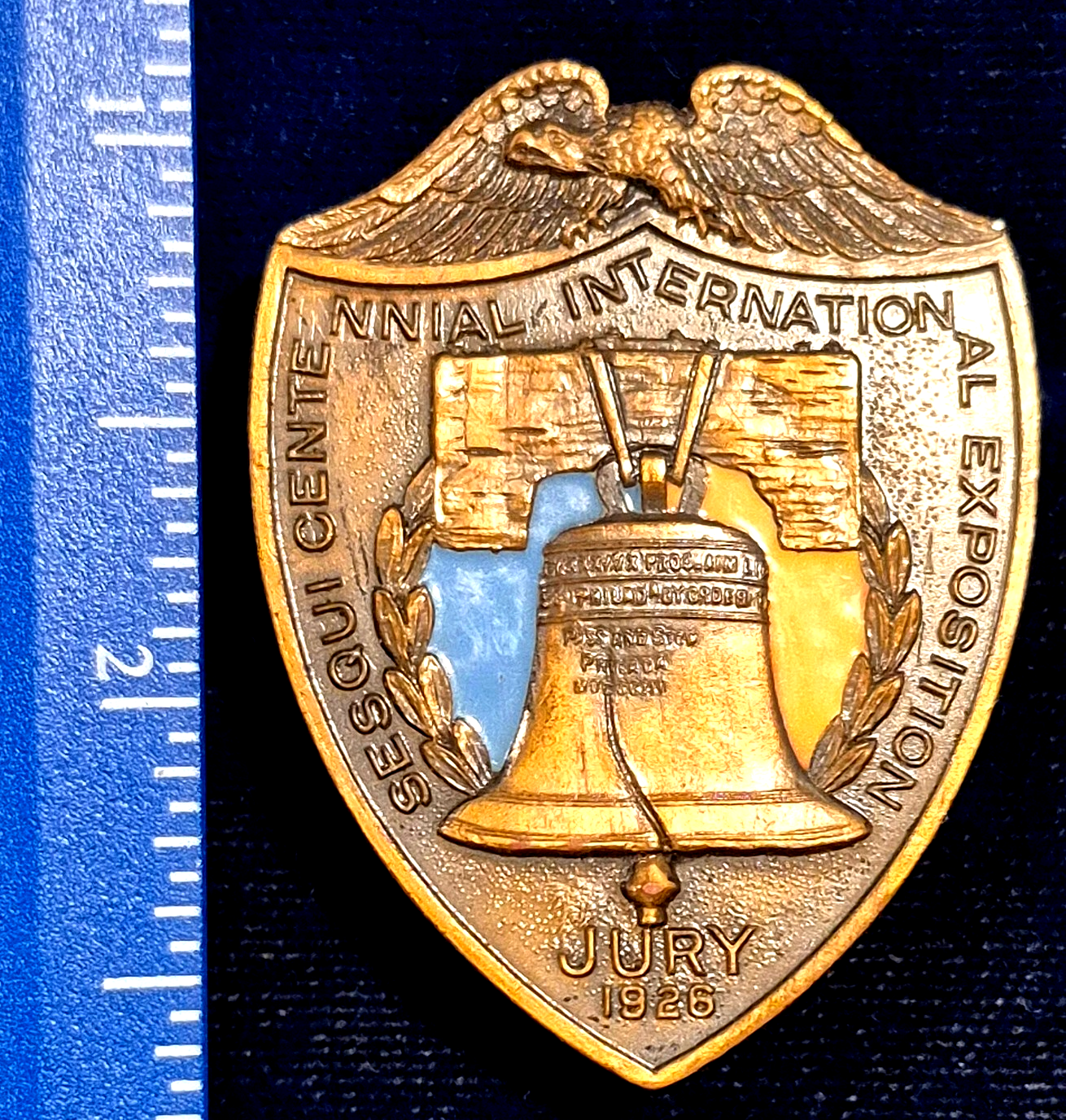 RARE 1926 Philadelphia Sesqui-Centennial JUROR'S Enamel Liberty Bell Lapel Pin