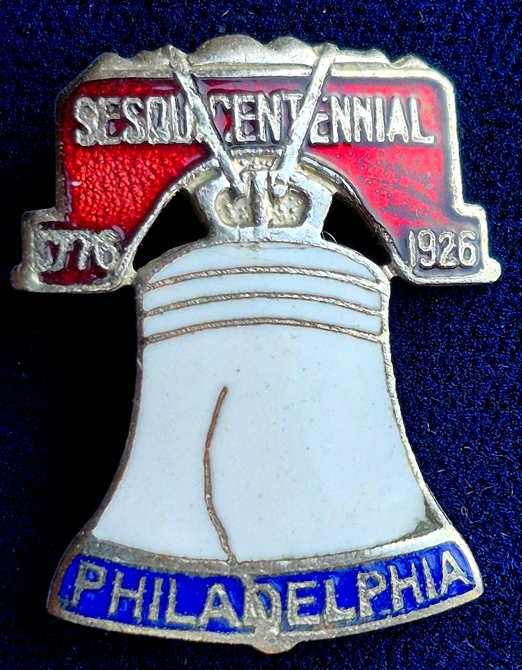 Vintage 1926 Philadelphia SesquiCentennial Expo Souvenir Enamel Liberty Bell Pin