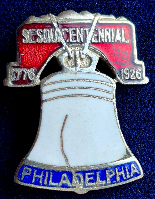 Vintage 1926 Philadelphia SesquiCentennial Expo Souvenir Enamel Liberty Bell Pin