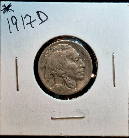 1917 D BUFFALO NICKEL - VERY GOOD- FINE FEATURES, HARDER DATE
