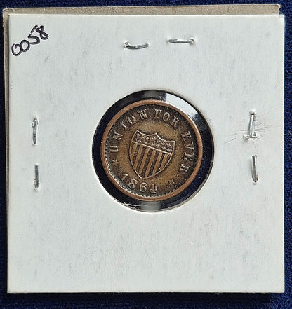 1864 United States CIVIL WAR PATRIOTIC Token UNION FOREVER Old Cent See Descript