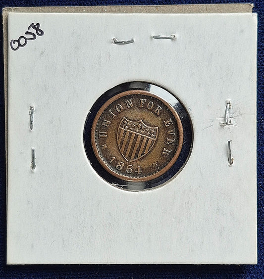 1864 United States CIVIL WAR PATRIOTIC Token UNION FOREVER Old Cent See Descript
