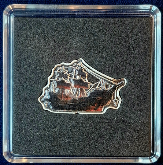 5 GRAM .999 FINE SILVER PAN SILVER PIRATE SHIP #1,390 OF 3,000 LIMITED MINTAGE