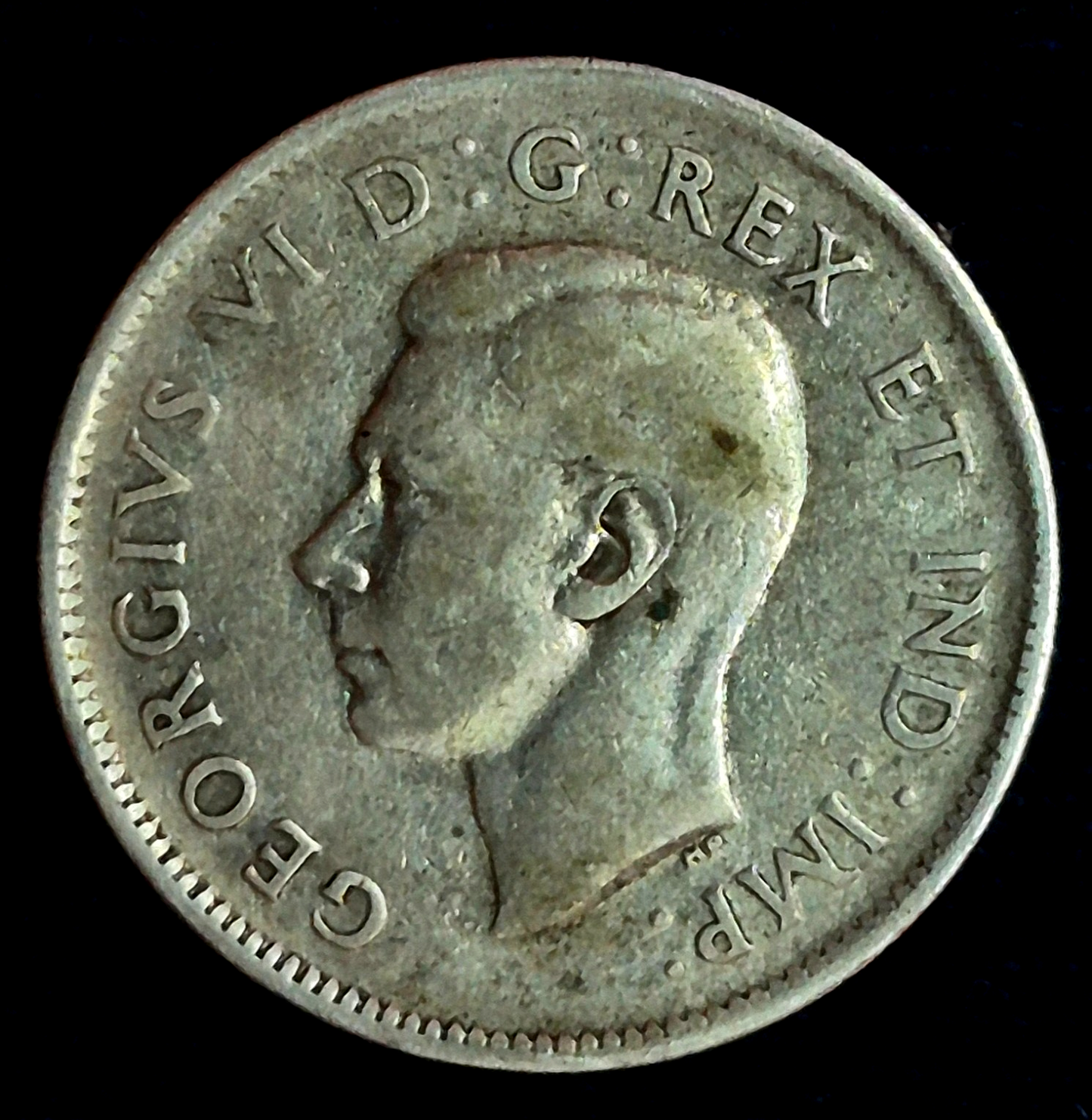 1947 Maple Leaf Canada Quarter 25 Cents Silver .800 King George Harder Date