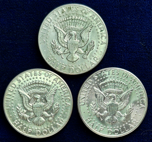 Silver Kennedy Half Dollar Lot - (2) 1964 90% Silver & (1) 1964-D 40% Silver 50C