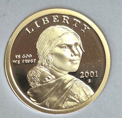 2001-S Sacagawea Dollar - Gem Proof Deep Cameo U.S. Coin, Collectors Case