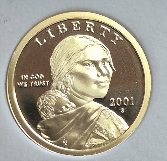 2001-S Sacagawea Dollar - Gem Proof Deep Cameo U.S. Coin, Collectors Case