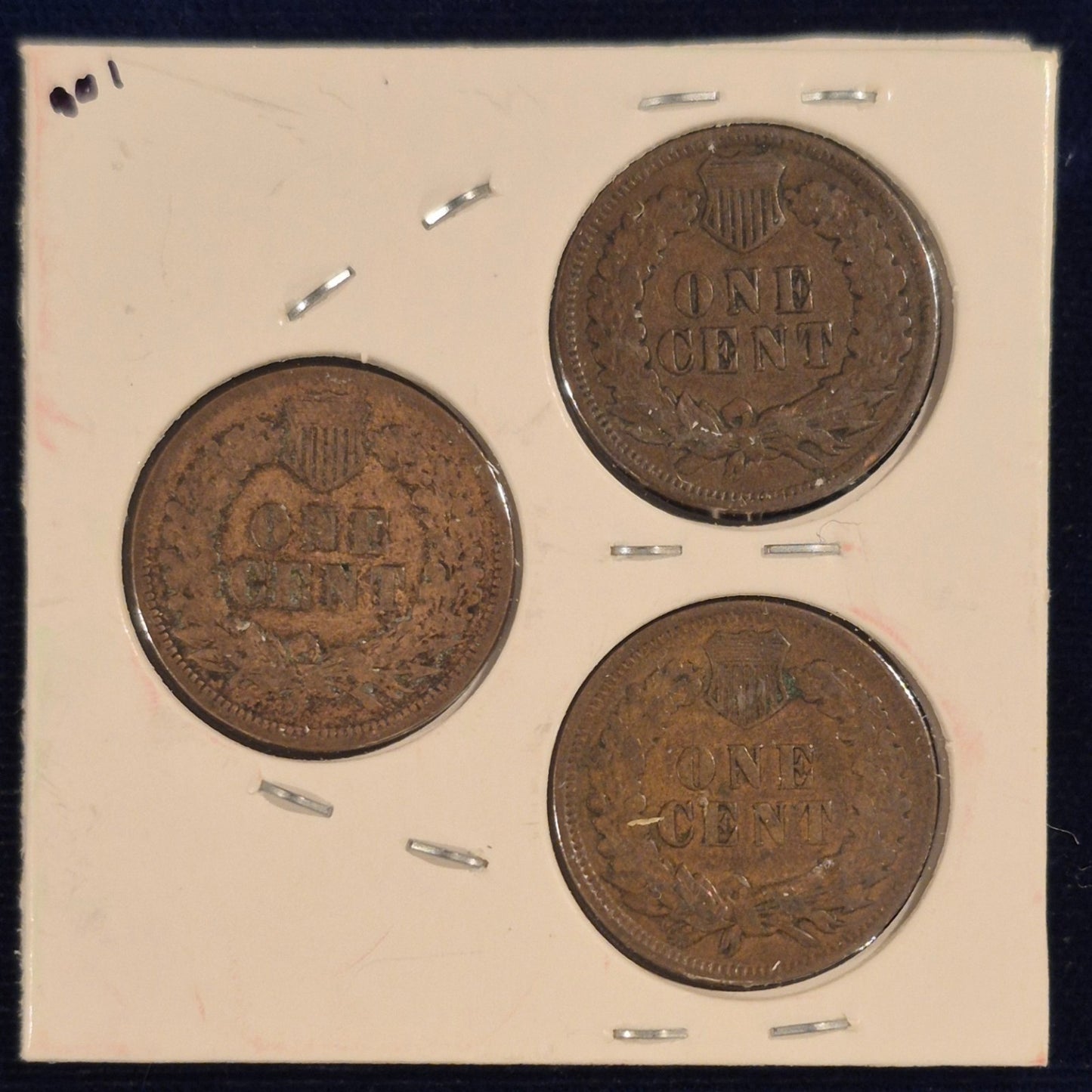 1898-1899-1900 LOT OF (3) INDIAN HEAD CENTS , G-VG Features, Exact Coins Shown