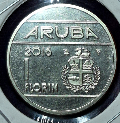 Aruba 1-Florin coin, 2016. KM# 56, nickel-plated-steel. King Willem-Alexander.