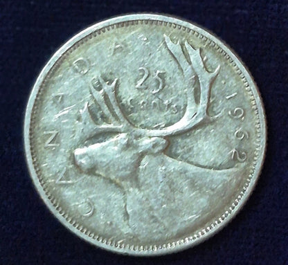 Canada 80% Silver Quarters Lot Of 3 1949-1962-1966 George VI Elizabeth Type I/II
