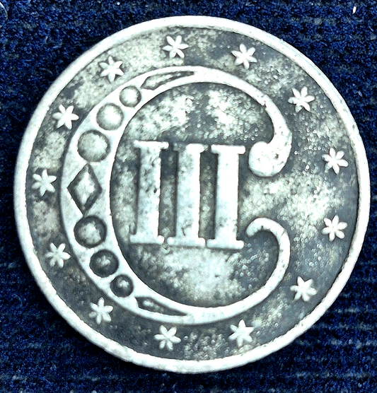 1852 3 Cent Silver U.S. Coin, Variety One .750 Silver Trime VG-F Features