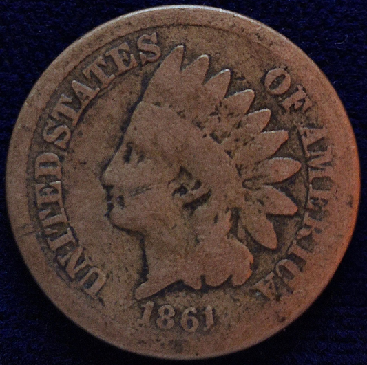 1861 Indian Head Cent Copper Nickel Penny, VG Features, Harder Date To Find, 1C