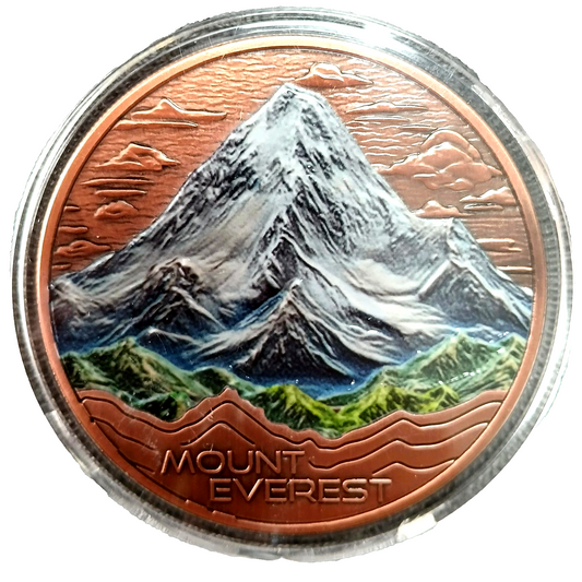 Mount Everest Colorized .999 Copper Round 5oz Natural Wonders 5 Series Capsule