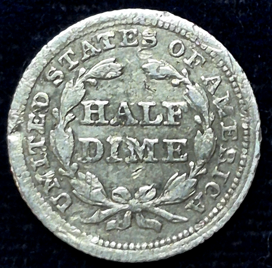 1854 Seated Liberty Half Dime Fine Features 90% Silver, Variety 3 Arrows at Date