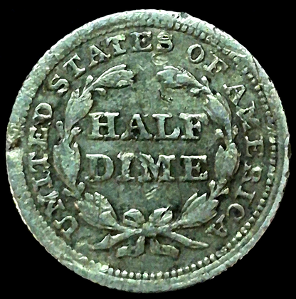 1854 Seated Liberty Half Dime Fine Features 90% Silver, Variety 3 Arrows at Date
