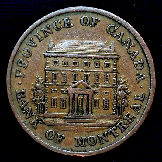 1842 Canadian Half Penny Token, Incredible Rim to Rim Die Crack, PC-1A3 Variety