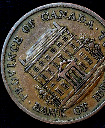 1842 Canadian Half Penny Token, Incredible Rim to Rim Die Crack, PC-1A3 Variety