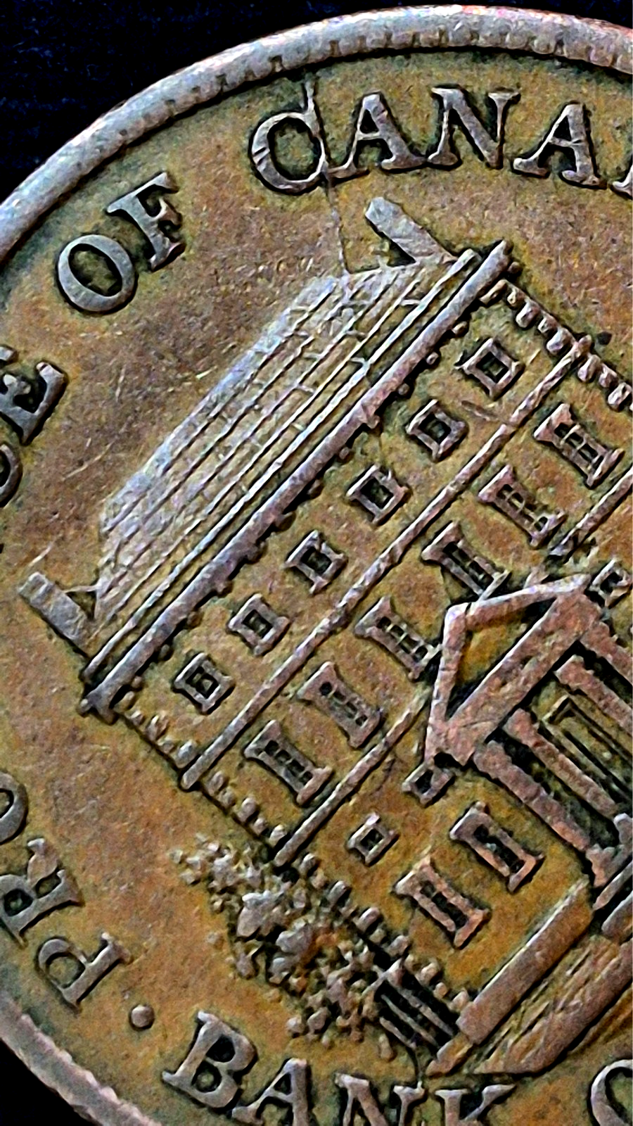 1842 Canadian Half Penny Token, Incredible Rim to Rim Die Crack, PC-1A3 Variety