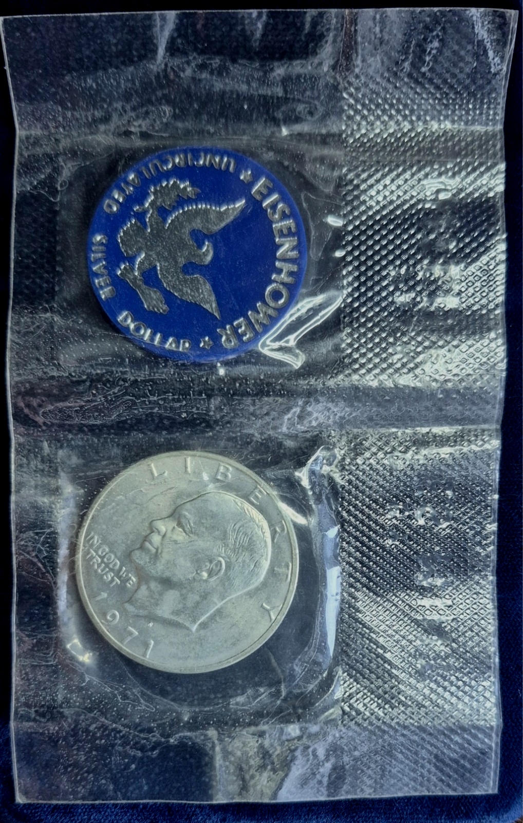 1971-S EISENHOWER UNCIRCULATED SILVER DOLLAR (40% Silver) SEALED OGP PLASTIC