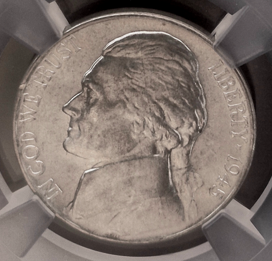 1945-S Silver War Nickel NGC MS65 • TRADER BEA PURPLE SLAB • Gem Mint State BU