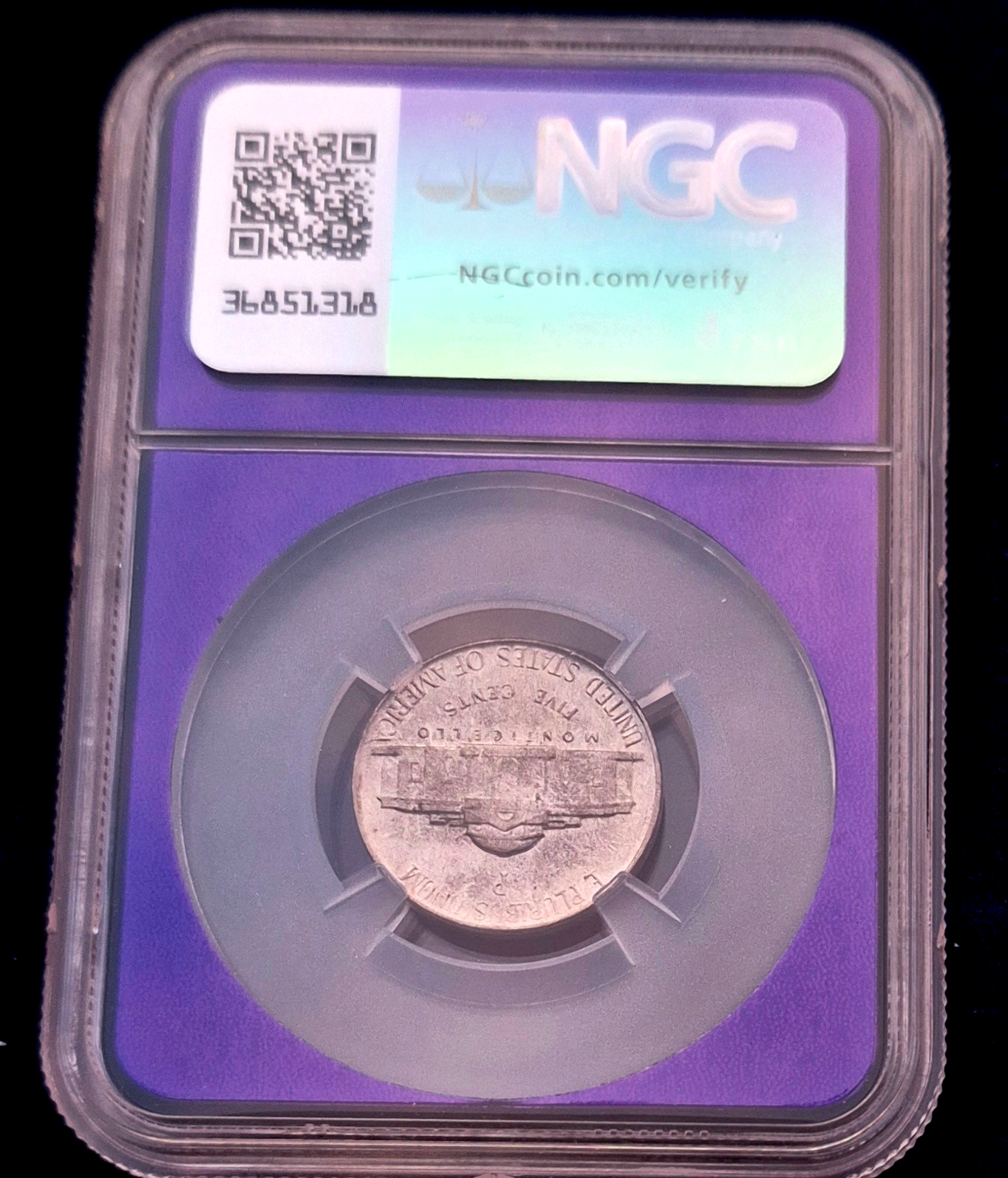 1945-S Silver War Nickel NGC MS65 • TRADER BEA PURPLE SLAB • Gem Mint State BU