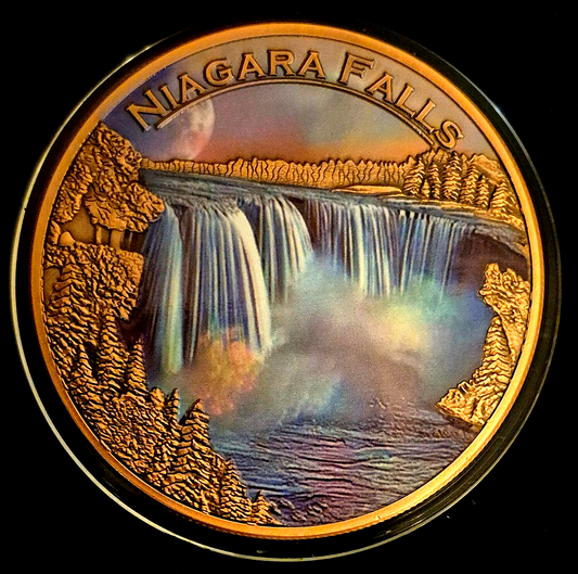 5 oz .999 Copper Round, Natural Wonders, Niagara Falls, Collectable In Capsule