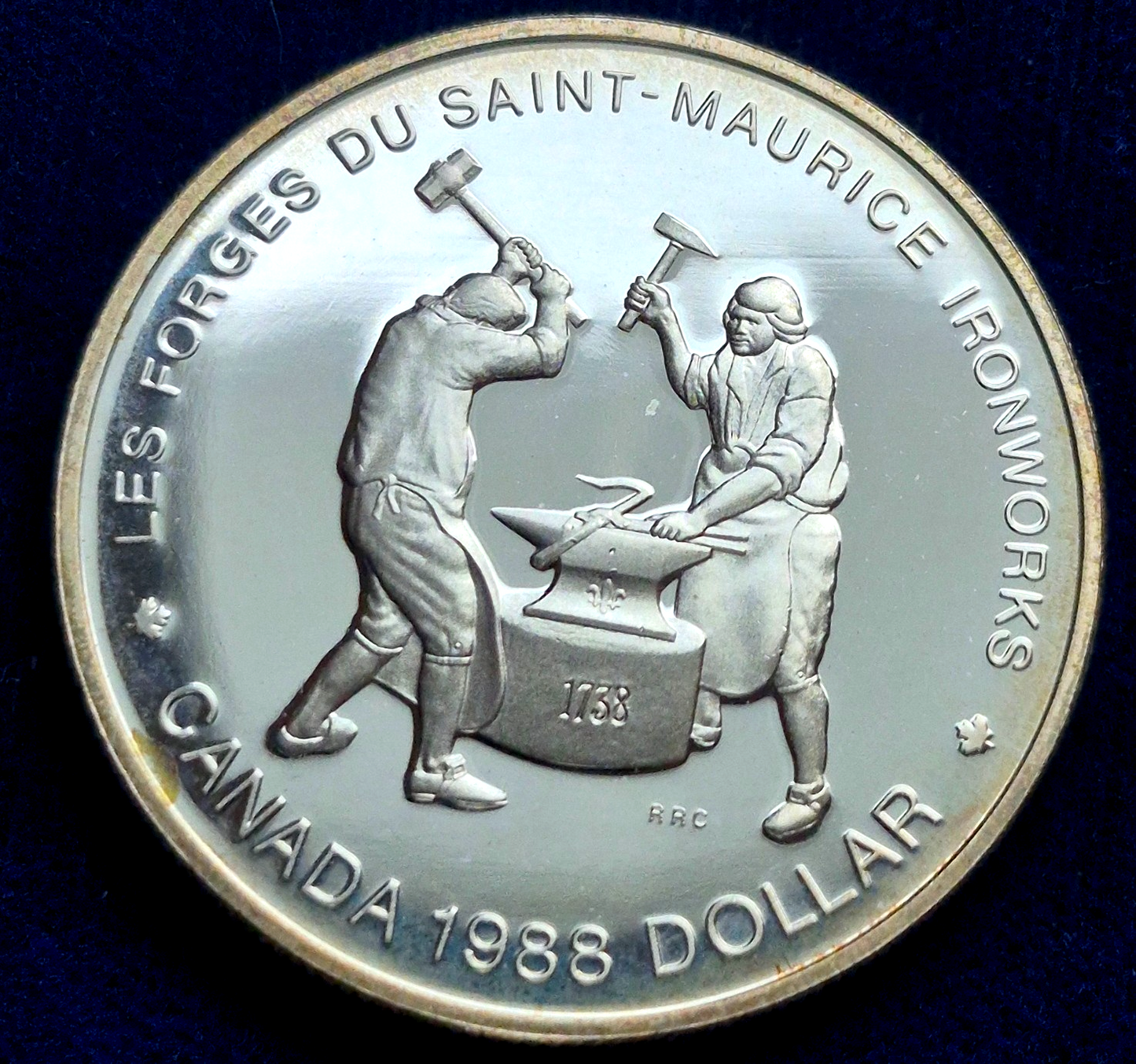 1988 Canada One Dollar Saint-Maurice Ironworks .500 Silver Proof Coin KM# 161