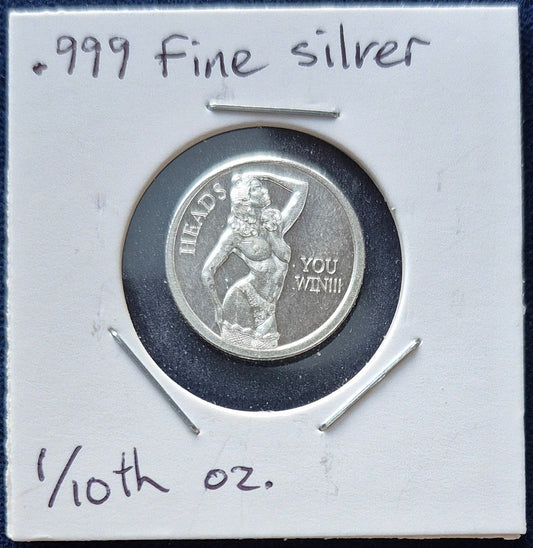 1/10oz .999 Fine Silver "Heads You Win!!! Tails You Win!!!" Adult Novelty Round