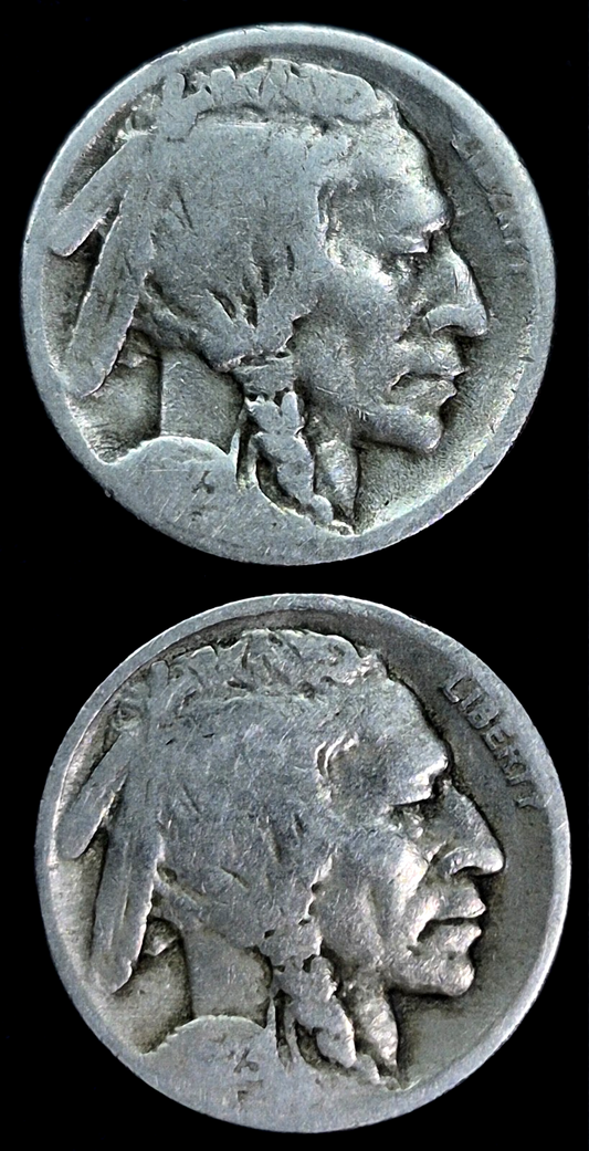 Nice Matched Set of (2) G-VG Choice Date Buffalo Nickels (1) 1923p and (1) 1923S