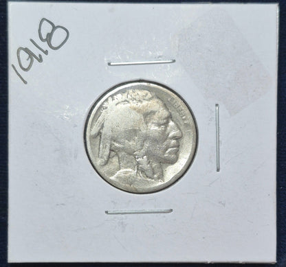 1918 Buffalo Nickel Nice G-VG Features Faint Date Partial Horn Better Date
