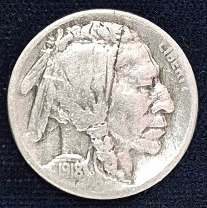 1918 S Buffalo Nickel Sharp F-VF Features Partial Horn Sought After Better Date