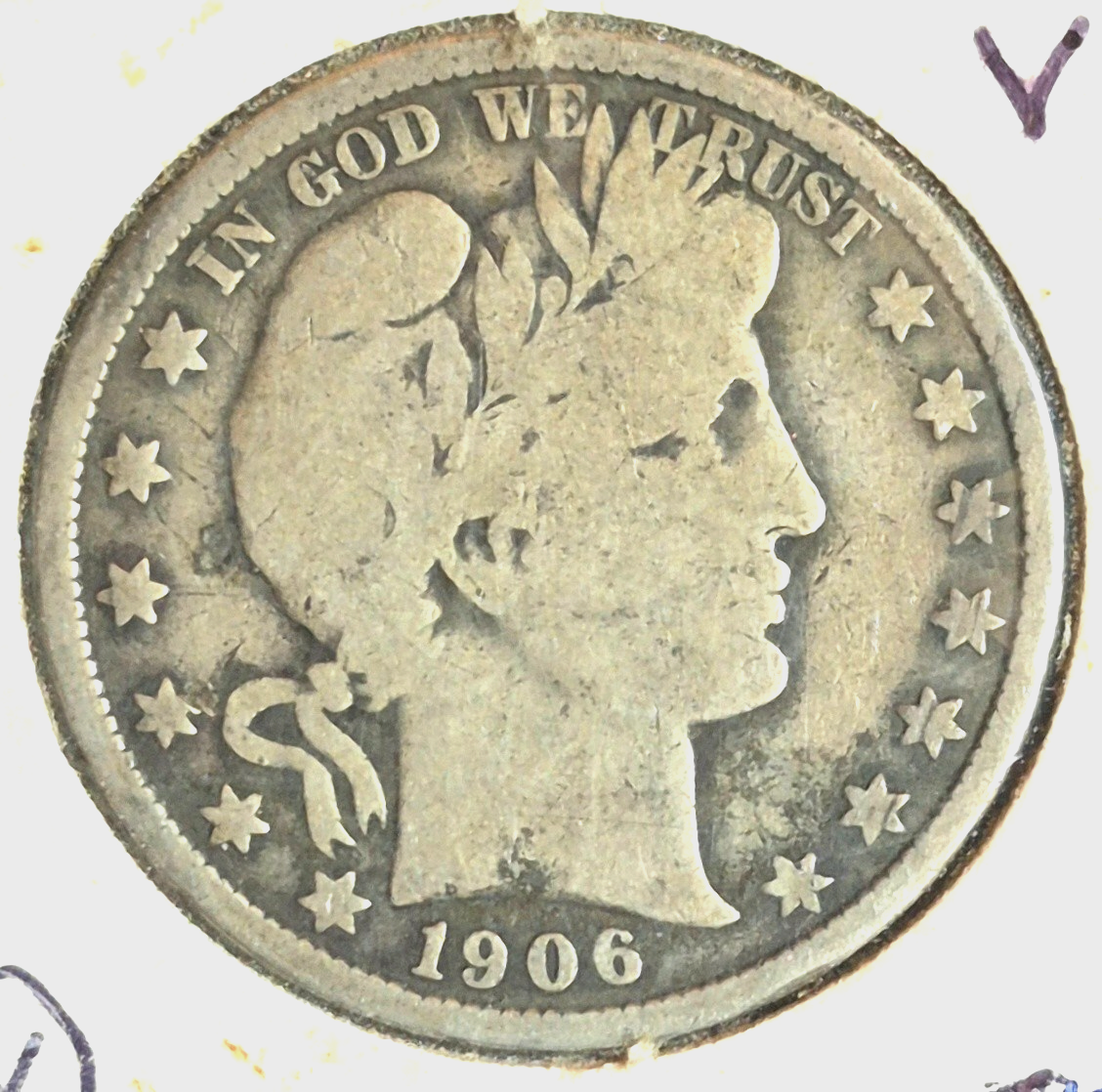 1906 Barber Half Dollar 90% Silver 50C in a Vintage Flip VG-F Features