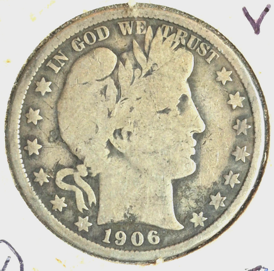 1906 Barber Half Dollar 90% Silver 50C in a Vintage Flip VG-F Features
