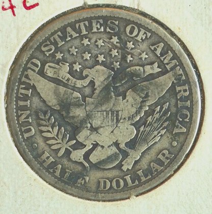 1906 Barber Half Dollar 90% Silver 50C in a Vintage Flip VG-F Features