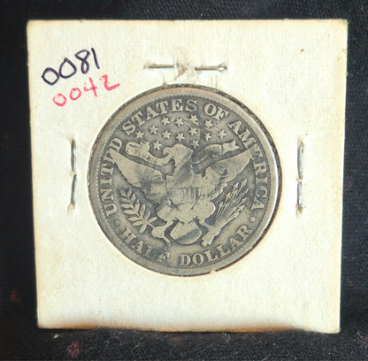 1906 Barber Half Dollar 90% Silver 50C in a Vintage Flip VG-F Features