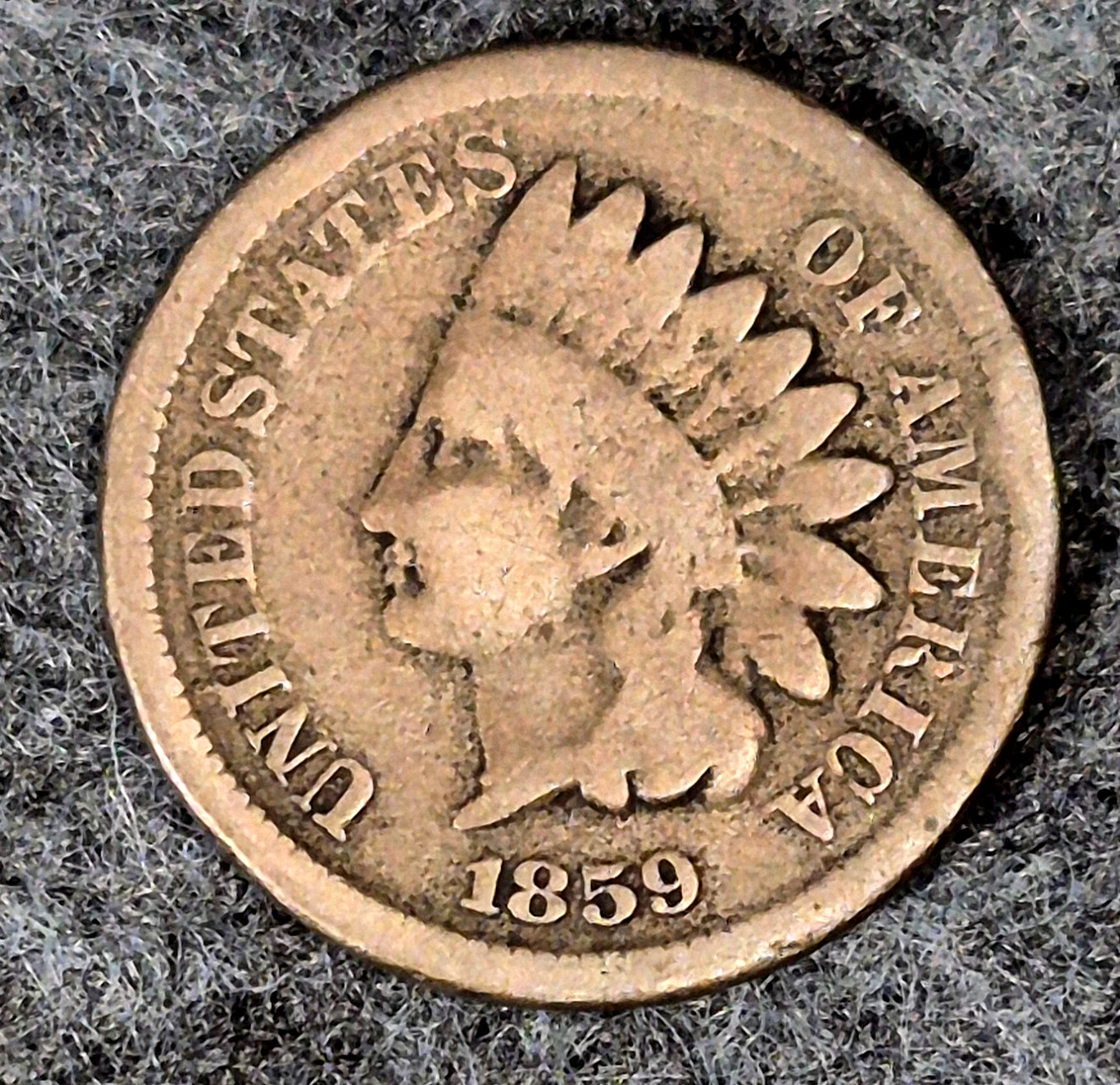 1859 Indian Head Cent First Year Good Features Laurel Wreath Reverse Coin Shown