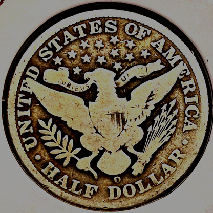1900 O Barber Half Dollar 90% Silver 50C Circulated Full Rims Partial Motto