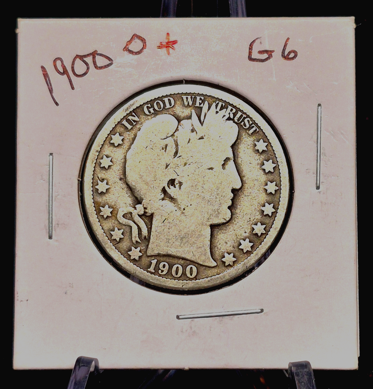 1900 O Barber Half Dollar 90% Silver 50C Circulated Full Rims Partial Motto