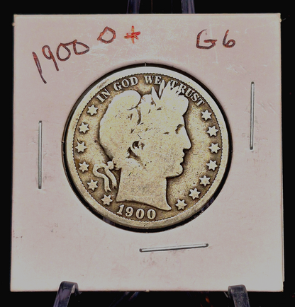 1900 O Barber Half Dollar 90% Silver 50C Circulated Full Rims Partial Motto