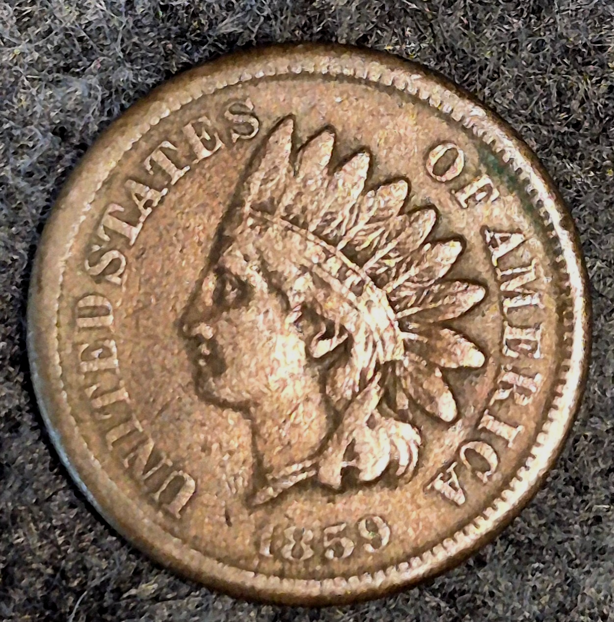 1859 Indian Head Cent First Year VF+ Features 90% Liberty Hints Diamond As Shown