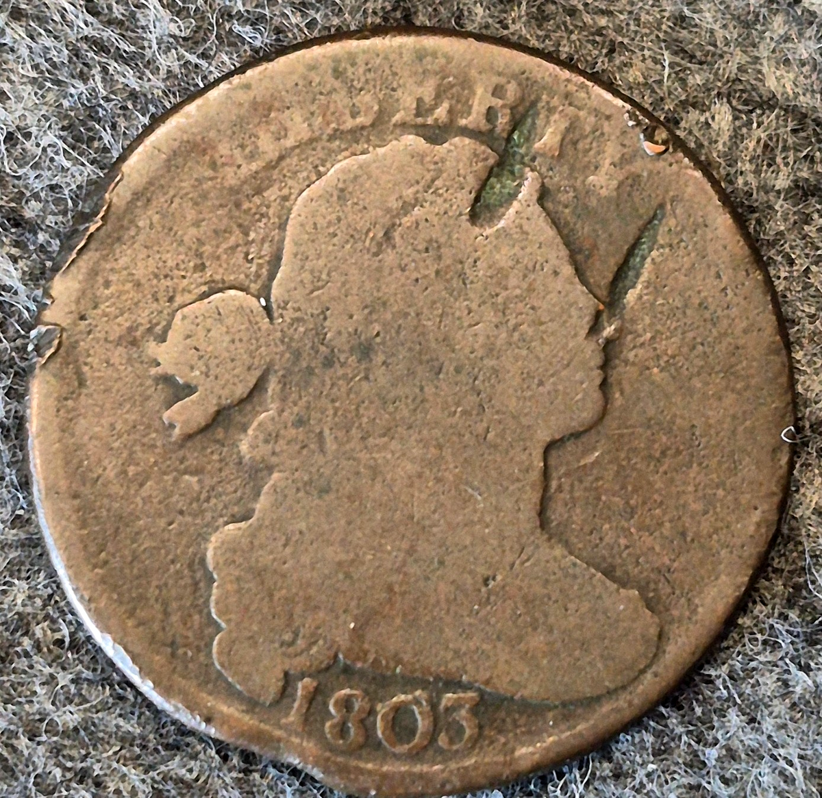 1803 Draped Bust Large Cent Small Date Large Fraction Coin Shown G Features Dent