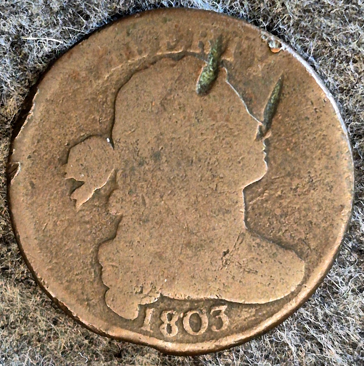 1803 Draped Bust Large Cent Small Date Large Fraction Coin Shown G Features Dent