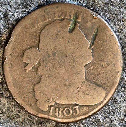 1803 Draped Bust Large Cent Small Date Large Fraction Coin Shown G Features Dent